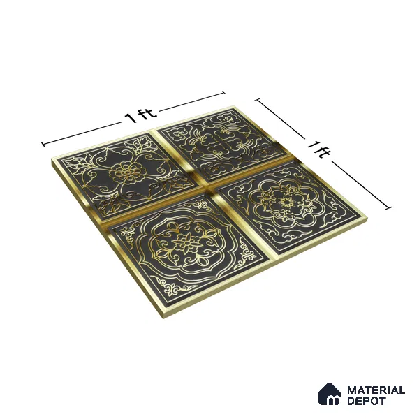 Metallic Wall Tile TL 07235 Regal Noir 1 ft x 1 ft Ceramic Matte Finish - 9 mm  | 2 mm Spacer is Mandatory | Suitable For Bathroom, Kitchen, Dining Area | Please Expect a Slight Variation of Pattern (Sample)